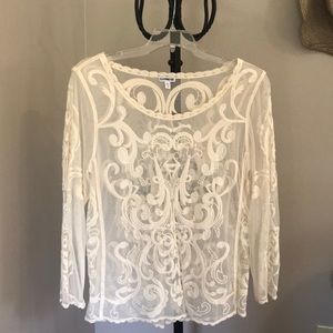 Boho cream lace blouse